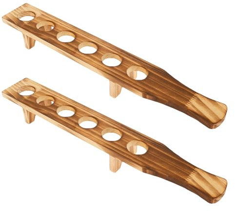 2 Pcs Shot Glass Tray-Wood Shot Glass Holder, 6 Holes Shot Glass Stand with 6 Holes Shot Glass Serving Tray Fit 1.4inch Diameter Glasses Shot Glass Display, Shot Glasses Board for Party Bar Club