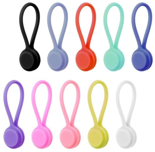 WUSJCOF 10 Pezzi Organizzatore di Cavi Magnetico in Silicone, Clip per Cavi Riutilizzabile, Gestione dei Cavi USB per Casa, Ufficio, Scuola, Portatile, Multiuso