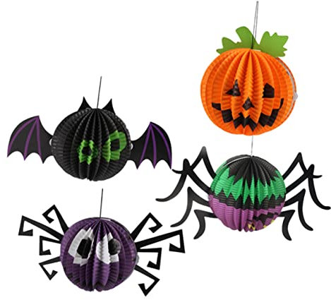 DOITOOL Unique Halloween Decorations Uk 4pcs Paper Lanterns Ktv Party Supplies Creative Props Random Style