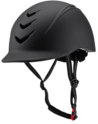 rockible Reithelm Erwachsene Damen, Unisex Reithelm Atmungsaktive, Reitkappe mit Kinn- & Nackenschutz, Equestrian Helmet Lightweight Adults, Gear Bike Helmet für Reiten, Radfahren, Skifahren, Schwarz
