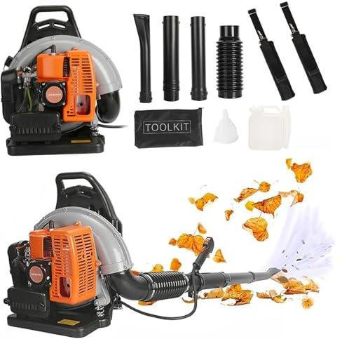 Souffleur à Dos Essence 65cc 2 Temps- Polyvalent Déneigeuse & Nettoyeur Feuilles Extérieur