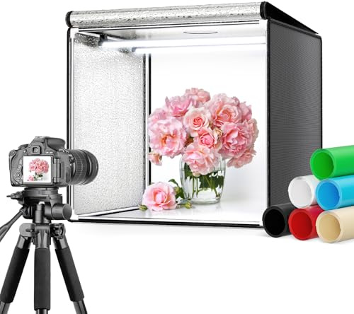 Caja De Luz Fotografía,Portátil Caja de Luces Fotografía Profesional 86 Luces LED,Tienda Luz Disparo,Kit Iluminación Fotografía de 6 Láminas de Fondo de PVC（50x50x50CM）