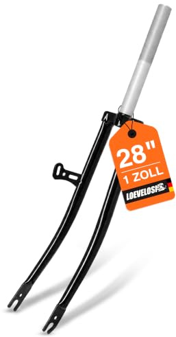 LOEVELOSI Cykelgaffel 28 tum 1 tum gänga styv stål gaffel svart retro city cykel kvinnor män framgaffel 28 tum