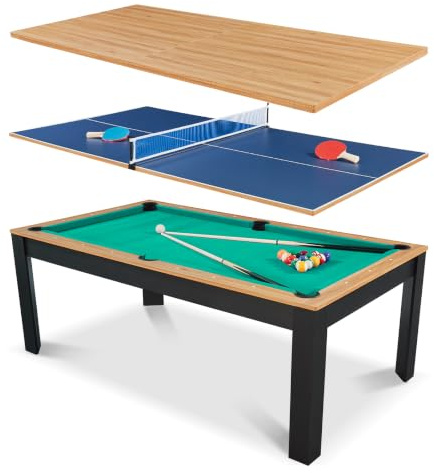 Table Billard 3 en 1 Convertible 7FT en Table à Manger et Tennis de Table