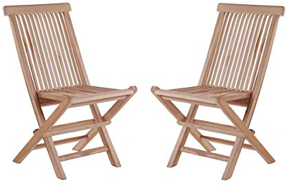 SAM 2er Spar-Set Klappstühle Menorca, Teak-Holz, Gartenstuhl klappbar, für Balkon, Terrasse oder Garten braun