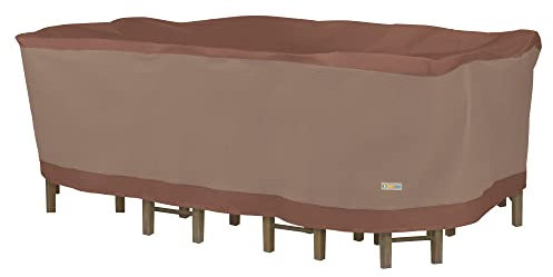 Duck Covers Ultimate Waterproof Rectangular/Oval Patio Table & Chair Set Cover, Outdoor Dining General Purpose Furniture Set Covers with Attachment Straps, 140 inch, Outdoor Table Cover