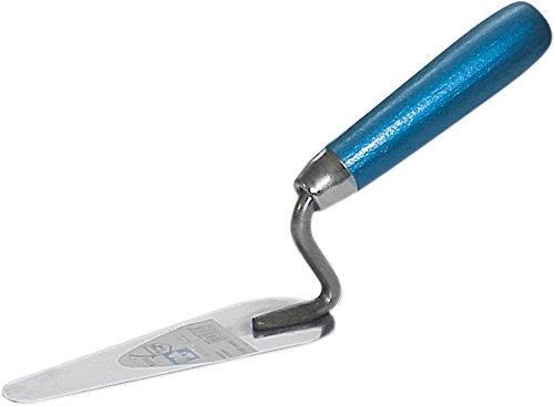 HAROMAC Katzenzungen Kelle, Made in Germany, 140 mm, rostfreier Edelstahl, Holzgriff in blau, gehärtet und geschliffen, Profiqualität, Zungenkelle