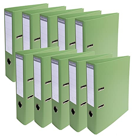 Exacompta 53756E 10er Pack Premium PVC-Ordner Prem´Touch. 7 cm breit DIN A4 Ringordner Aktenordner Briefordner Büroordner Plastikordner Schlitzordner anisgrün