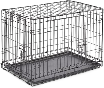 New World Newly Enhanced Double Door 76.2 cm (30-Inch) Dog Crate for Small Dog Breeds; Includes Leak-Proof Pan, Floor Protecting Feet, & New Patented Features; B30DD