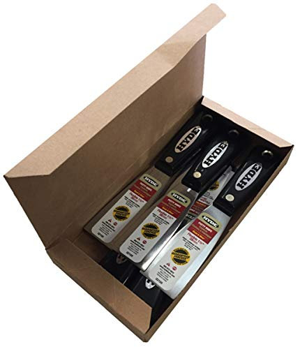 Hyde High Carbon Steel 1.5 inch Flexible Putty Knife (5 Pack, Black & Silver, Nylon Handle)