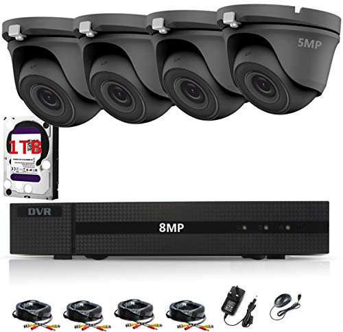 HIZONE PRO 8MP CCTV KIT SECURITY SYSTEM 4K DVR 8CH+&4X 5MP FULL HD METAL HOUSING WATERPROOF IN/OUTDOOR DOME CAMERAS 20M NIGHTVISION P2P MOTION DETECTION EMAIL ALERT REMOTE VIEW (1TB HDD PRE-INSTALLED)