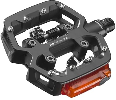 LOOK Cycle - Pedali da Bici GEO Trekking Roc Vision - Pedali Ibridi Ultra Robusti in Alluminio - 1 Lato Automatico, 1 Lato Piatto - Illuminazione Agganciabile - Ideali per Uso Fuoristrada