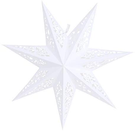 LIOOBO 7 pointu étoile en papier lanterne papier blanc étoile abat-jour de noël suspendu ornement étoile décoration pour noël anniversaire de mariage maison 45cm