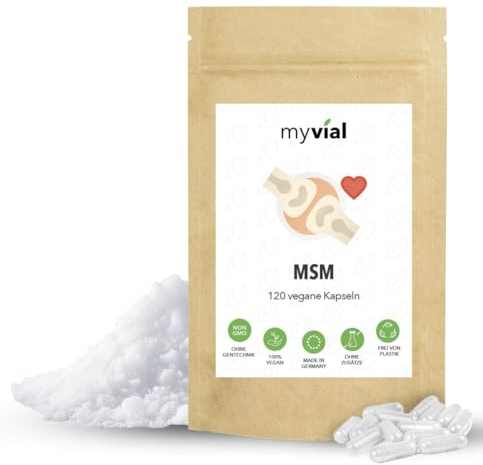 MSM Kapseln hochdosiert 120 Stück – 800 mg Methylsulfonylmethan – vegan – ohne Zusatzstoffe – plastikfrei – produziert in Deutschland – natürlicher Schwefel