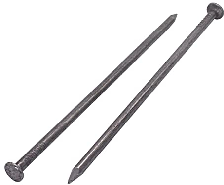 Pack de 50 clavos de acero al carbono de 5 x 150 mm, cabeza redonda plana, clavos de alambre común multiusos, carpintería (50, 5 x 150 mm)