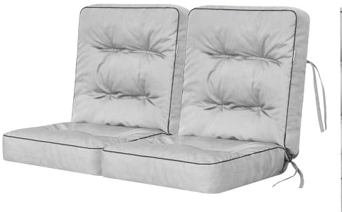 Bjird - Cojín para Banco de jardín, terraza o balcón con Respaldo - 120 cm (2x60) - Impermeable - para Uso Interior y Exterior - para Columpio, Balancín o Muebles de Jardín - Made in EU - Ceniza