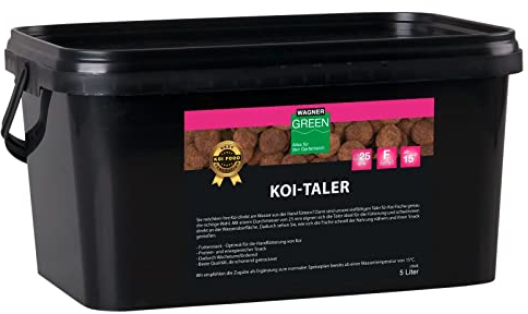 Wagner Green Koi Taler, der Koi-Snack für handzahme Fische, schwimmender Leckerlie zur Fütterung und als Beigabe zum Koifutter (5 Liter)