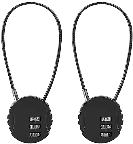 Lizbin Lot de 2 cadenas à combinaison étanche à 3 chiffres pour extérieur, casier, salle de sport, mini cadenas à combinaison en fil métallique, cadenas à code réinitialisable pour boîte à outils