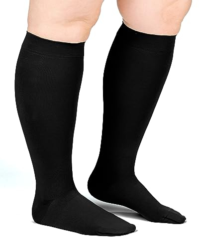 Compressana FREE Wadenstrümpfe KKL II mit geschlossener Fußspitze, ohne Haftband - einfach und komfortabel (III, schwarz)
