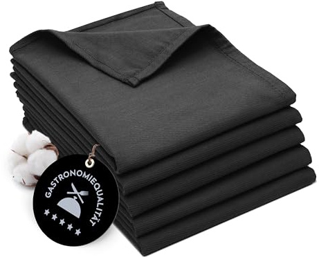 ZOLLNER 5er Set Geschirrtücher Baumwolle in 50x70 cm - super saugstarke und robuste Küchentücher - waschbar bis 60°C – in schwarz - Gastronomiequalität - Oeko Tex® Zertifiziert