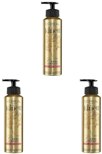 L'Oréal Paris Elnett Schaumfestiger für Volumen und extra starken Halt, Hitzeschutz & Styling, Crème de Mousse, 1 x 200 ml (Packung mit 3)