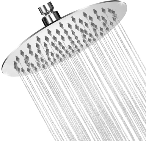 AOPOY Duschkopf Regendusche 10 Zoll, Regenduschkopf 25x25CM, 360° Verstellbar, Edelstahl 304 Regendusche Duschkopf Mit Selbstreinigenden Düsen