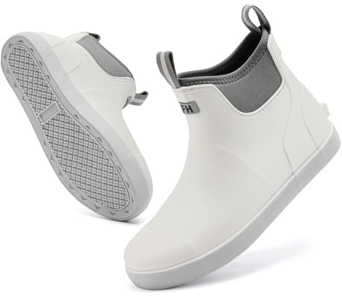 Bottes De Pont pour Hommes Avec Doublure En Peluche, Bottes De Pêche à La Cheville En Caoutchouc pour Hommes, Bottes D'Hiver Chaudes Antidérapantes, Bottes De Neige Imperméables pour Le Jardinage