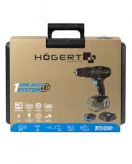 HÖGERT TECHNIK Akku-Schlagbohrschrauber Set 18V, 50 Nm Drehmoment, 2,0 Ah Akku, 4A Ladegerät, Metallgetriebe, LED-Beleuchtung, Für Beton, Holz & Metall
