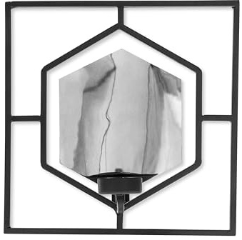 VIDI Tesaro Nascosto Portacandela | Portacandele Argento per Soggiorno | 24x24 cm Decorazione da Parete Moderna | Design Moderno di Portacandele | Candelabro da Parete Geometrico