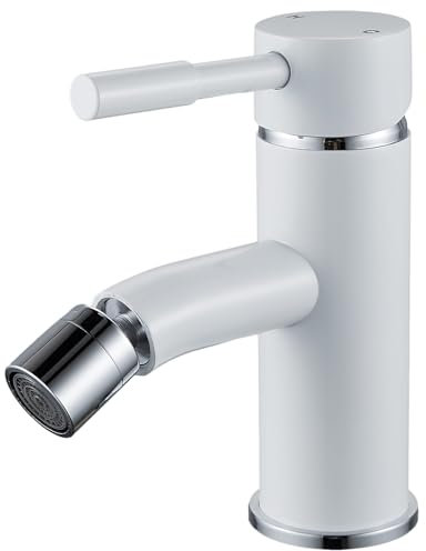 F-DEEN Robinet de salle de bain Bidet,Bidet pour lavabo robinet de salle de bain, mitigeur monocommande robinet lavabo blanc