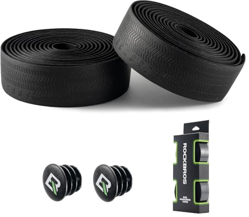 ROCKBROS styrband vägcykel, 2 rullar vägcykel-styrband, superlångt 220 cm och tjocklek 3 mm, självhäftande greppband för MTB Gravel och Urban Cycling, svart