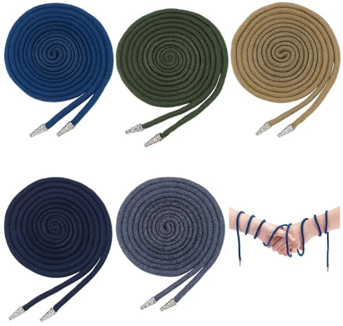 BENECREAT 5 färger fastsättningssladdsset, svart, grå, grön, blå, klassiska färger, handfästsnöre med konlegering, pärllock för hem, bröllop, rep, Lasso-ceremoni, 200 cm