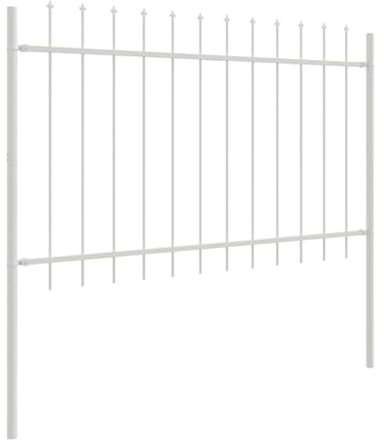 vidaXL Gartenzaun mit Speer-Top Weiß 8,5x1,2 m Stahl