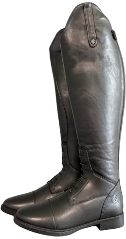 Englander Equestrian Athena Tall Laced Riding Boots for Women – Synthetic Vegan Leather, Stretch Calf, Zip-Up, Non-Slip Sole – Standard & Wide Fit