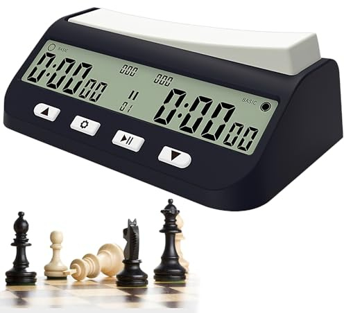 KBIBCK Temporizador de ajedrez digital, temporizador de ajedrez profesional, reloj de ajedrez portátil 3 en 1, con bonificación de tiempo y funciones de retardo, ideal para ajedrez y juegos de mesa de