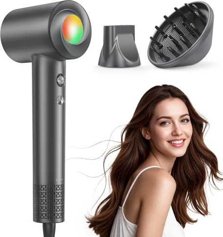 Haokoo Phon Capelli Professionale ad Alta Velocità - 150.000 RPM Asciugacapelli Ionico, Asciugatura Veloce con Controllo Termico, 8 Impostazioni con Diffusore, per Casa, Viaggio