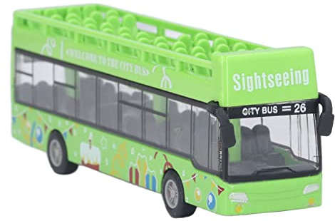 Sahgsa Röd Buss | Baby Pull Back Legering Bussmodell Leksak | 5,9x2x1,2tum Fordon Stadssightseeingbuss | Open Top Bus | Interaktiv Inlärningsleksak med Hög Simulering för Barn 3+ (Grön)