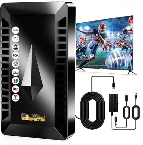2026 Digital Antenna for Smart TV with Amplifier,HD Antenna for Local Channels with Smart Chip Supports All TVs, 360° Clear Reception 8K 4K 1080P-30FT Coax Cable