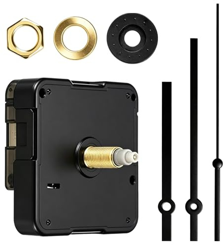 Klyk Silent Quartz Clock Mechanism Replacement Kit with 3 Pairs Hands | Clock Movement with High Torque Long Shaft Repair Parts for DIY Wall Clocks (18mm Shaft - Clock Faces 4-6mm Thick)