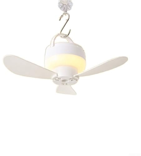 for mini USB Rechargeable Hanging Ceiling Fan Equipped with Light and Remote, Compact Portable Cooling Fan Suitable for Tent Bedroom Office and Daily Indoor Scenes