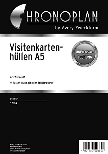Chronoplan 50384 Zubehör Visitenkartenhüllen A5, 3 Stück, transparent