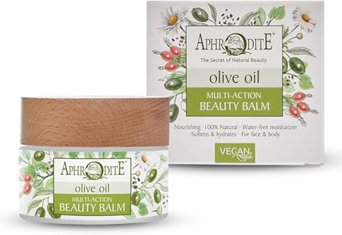 Aphrodite Olive Oil Body Balm – 100% Natural, Vegan Multi-Purpose Balm for Dry, Cracked & Sensitive Skin – Nourishing, Non-Greasy Moisturising Balm for Hands, Heels, Lips & Elbows – Made in Greece