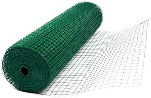 Green PVC Coated Welded Mesh Fence Wire for Garden Fencing Guard Barrier 4 Sizes Mesh Size 0.9mm Diameter Galvanized Wire Fence Roll Poultry Netting Chicken Wire Hardware 1 Squares (1.2 x 45M)