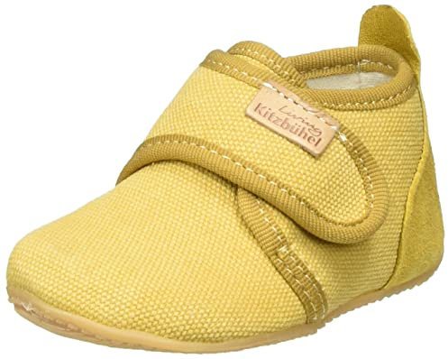 Living Kitzbühel Jungen Unisex Kinder Babyklett. Velourkappe Uni Hausschuh, Safran, 20 EU