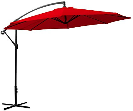 Parasol Deporte Octogonale Ø300cm de Plage - Parasol Déporté 3x3 M Rouge Acier Traité - Parasol Plage, Balcon, pour Patio