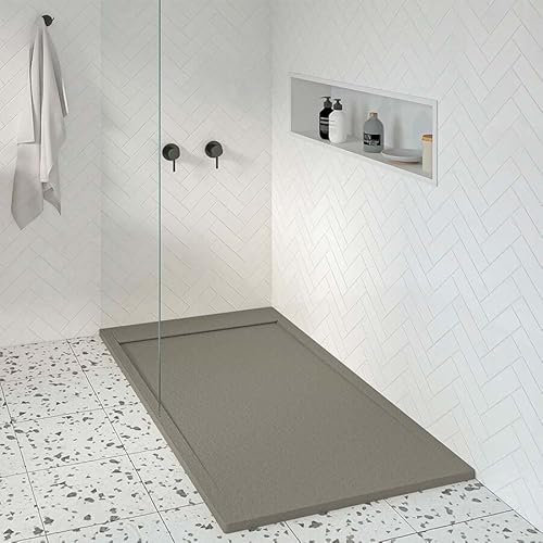 KOES - Plato de Ducha de Resina Modelo AMUR – 80x120 – Gris cuarzo RAL 7039