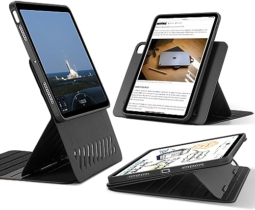 ESR Hülle für iPad Air 11 Zoll M3/M2, iPad Air 7/6/5/4 (2025/2024/2022/2020), Abnehmbare Magnetische Abdeckung, Ständer im Hoch-/Querformat mit erhöhter Bildschirmansicht, 9 Standwinkel, Schwarz
