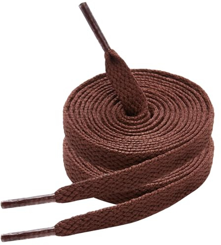 7STROBBS 2 Paia Lacci Scarpe Marrone Scuro da Sneakers,Stringhe Scarpe Piatti Marrone Scuro da Ginnastica Larghi 8mm per Alte Air Force 1,Brown Shoelaces de Bambini e Adulti,150cm