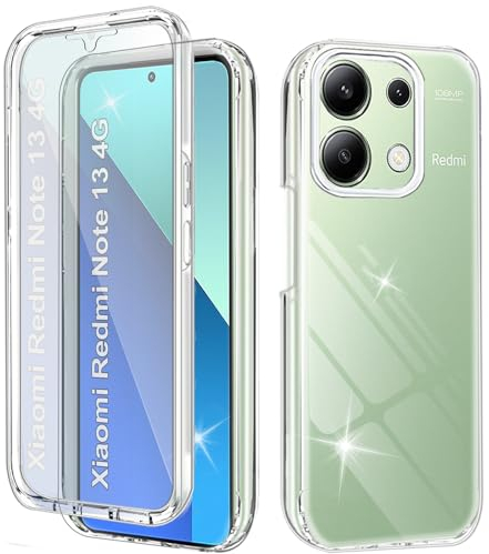 Funda para Redmi Note 13 4G Carcasa Antigolpes 360 Grados Protección con Protector de Pantalla Integrado Robusto Doble Cara Ultrafina Transparente Bumper Carcasa para Xiaomi Redmi Note 13 4G, Clear