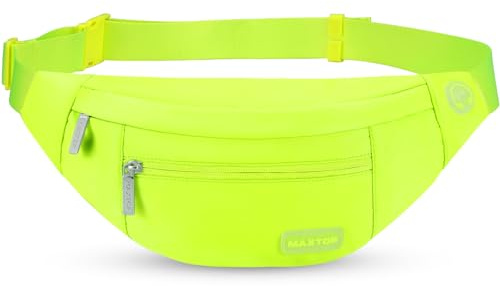MAXTOP Large Bumbag Waist Fanny Pack Running Belt for Men Women Unisex Bum Bag with Headphone Jack and 4-Zipper Pockets Adjustable Belt for Travel Running Jogging Workout Hiking Gifts Neno Green